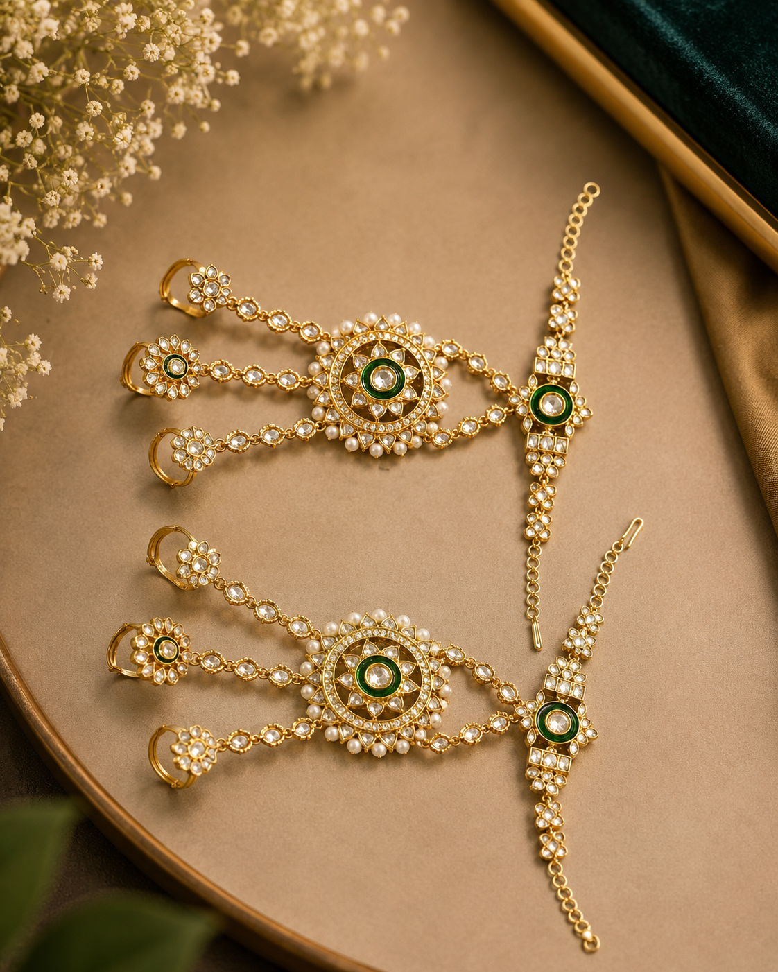 Royal Green Kundan Hathphool