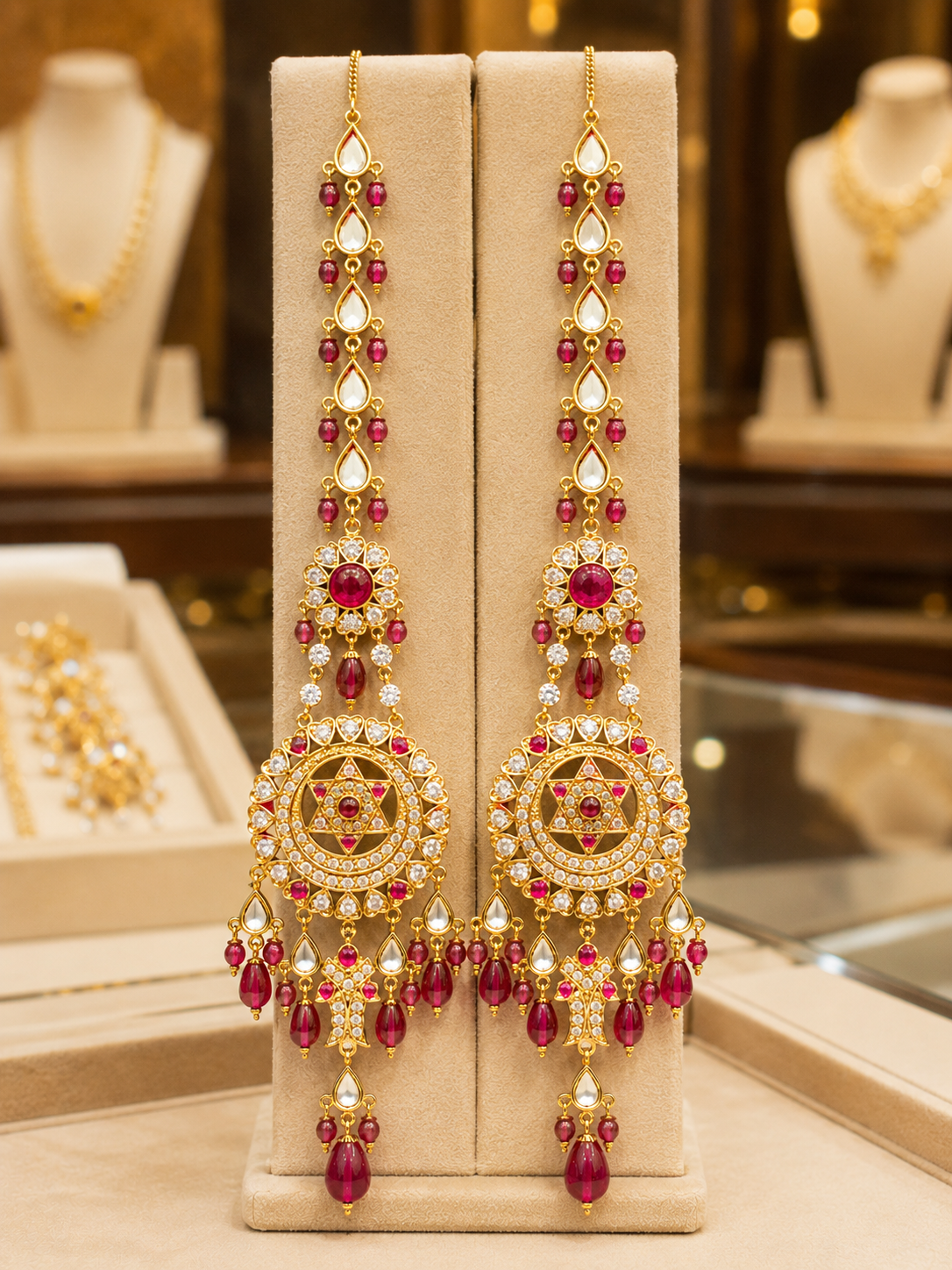 Extra Long Gold Pearl Jhumkas