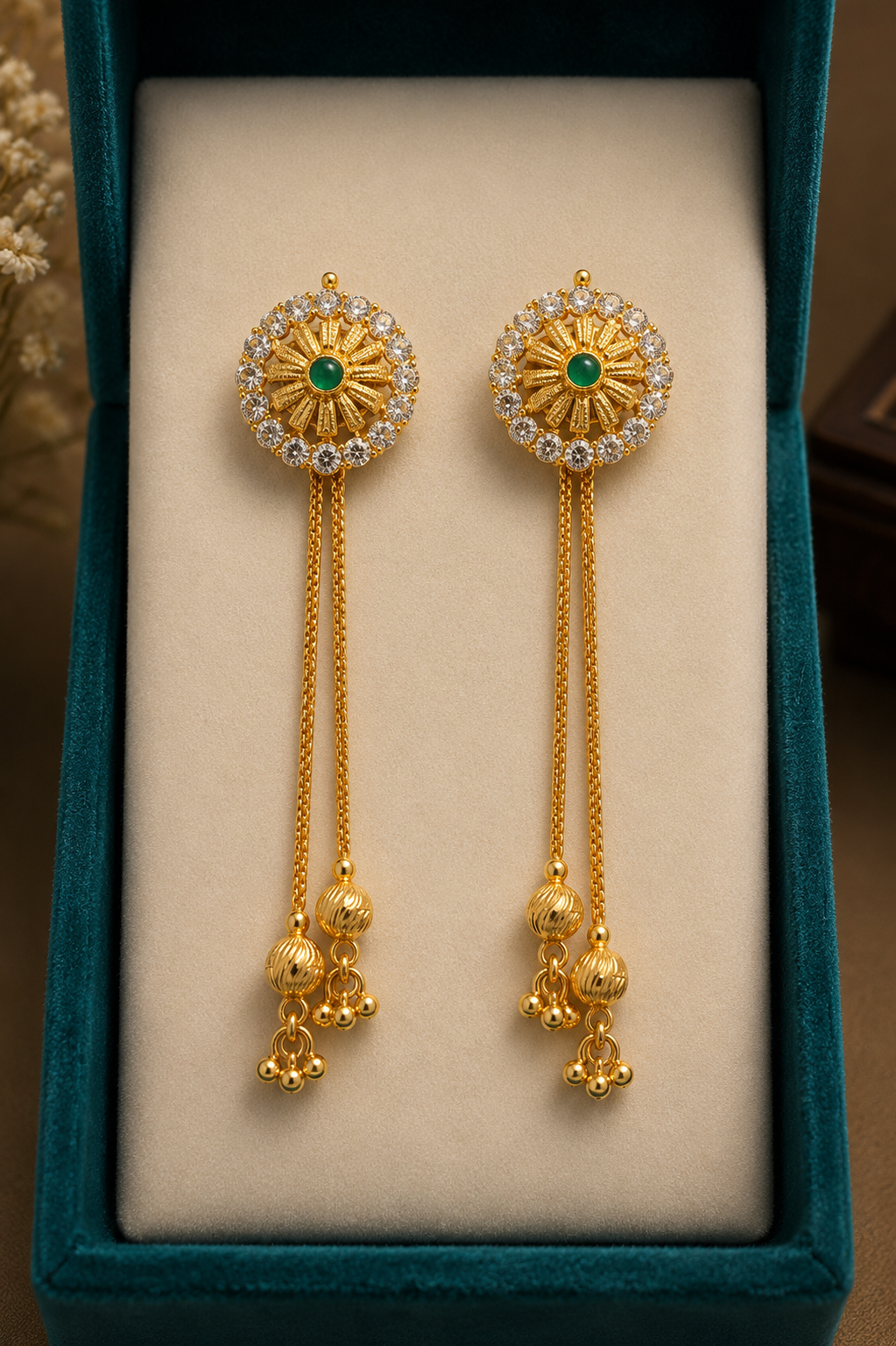 Sunburst Gold Dangling Earrings