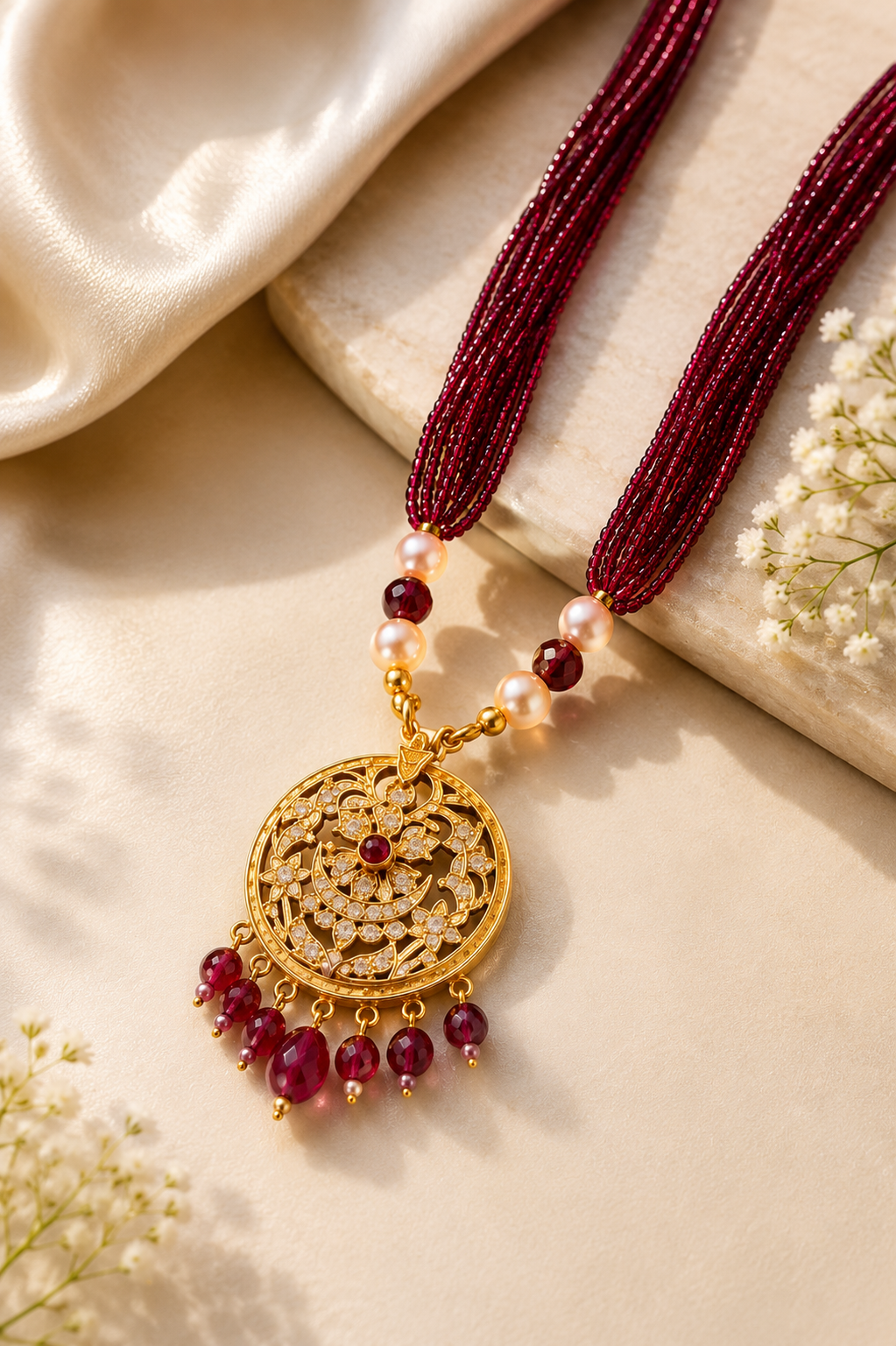Gold Pendant Pearl Mangalsutra