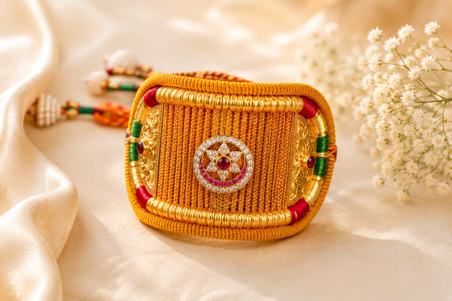 Broad Gold Meenakari Kada