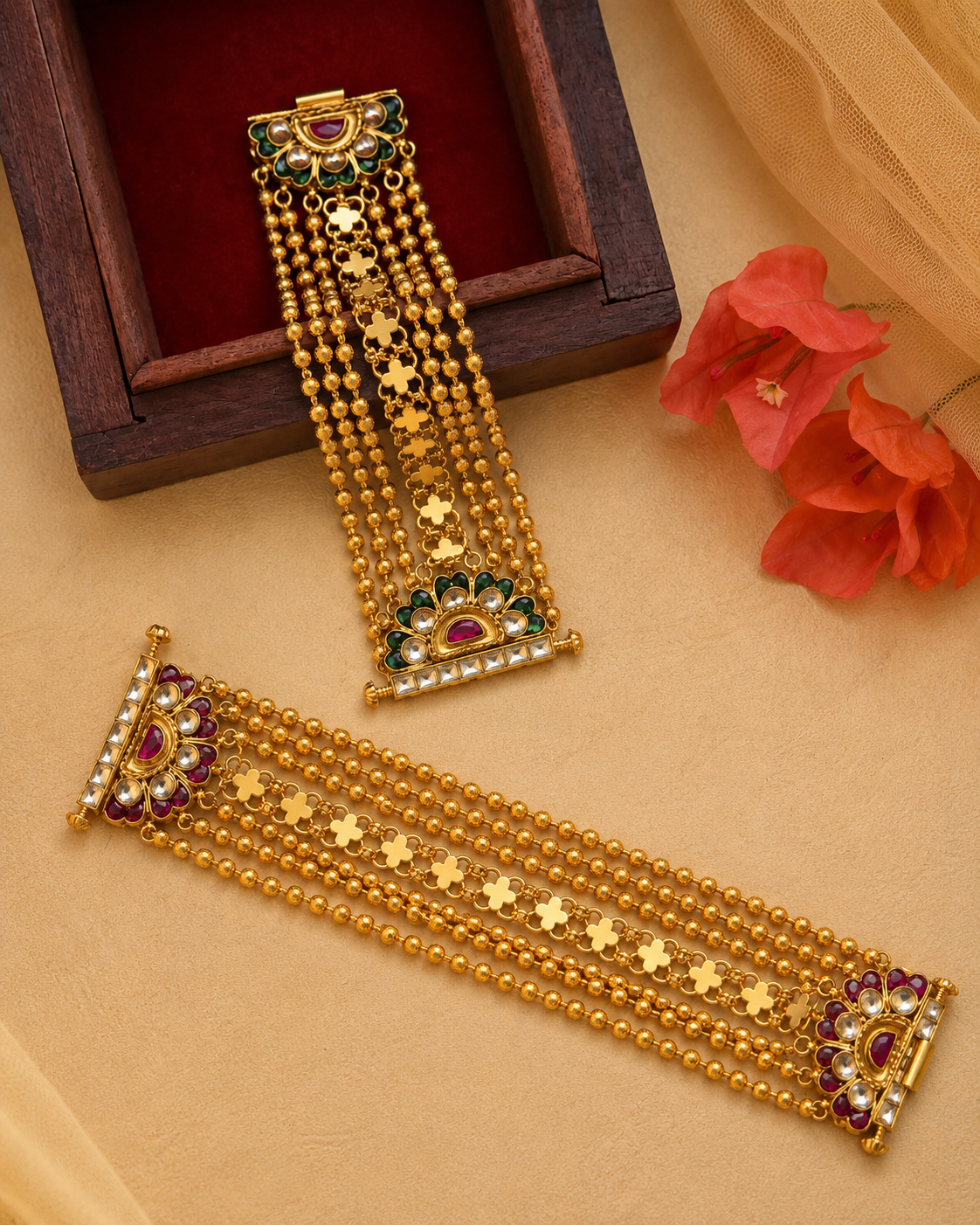 Kundan Gold Bracelet Jhumka