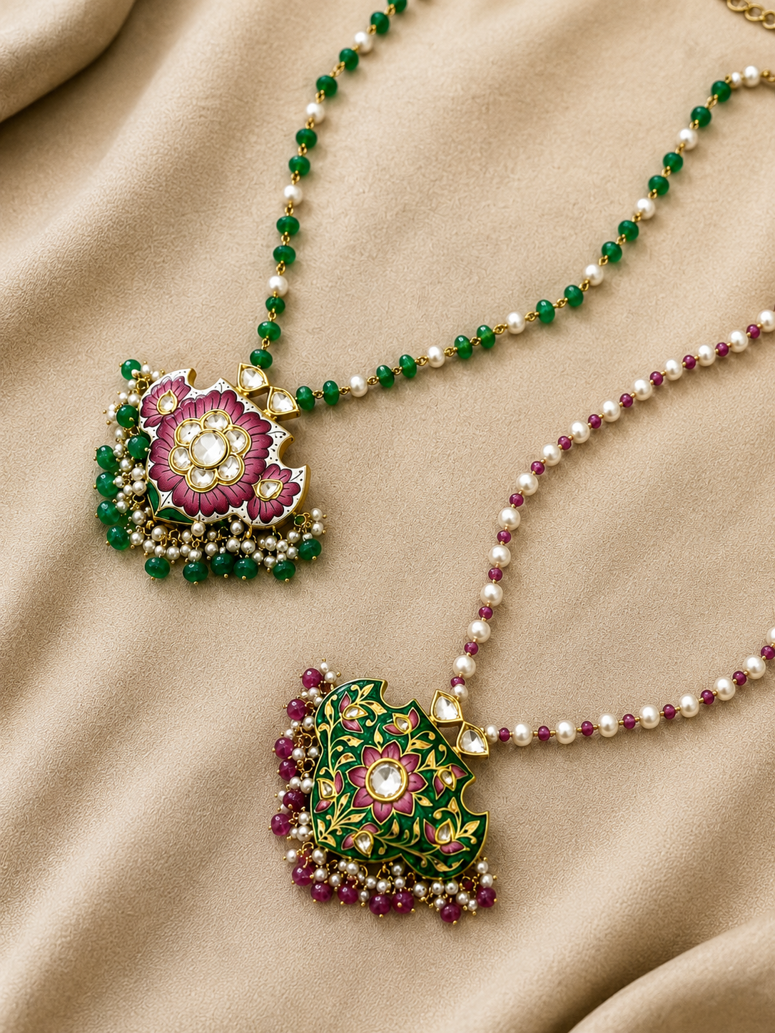 Emerald Pearl Bead Necklace