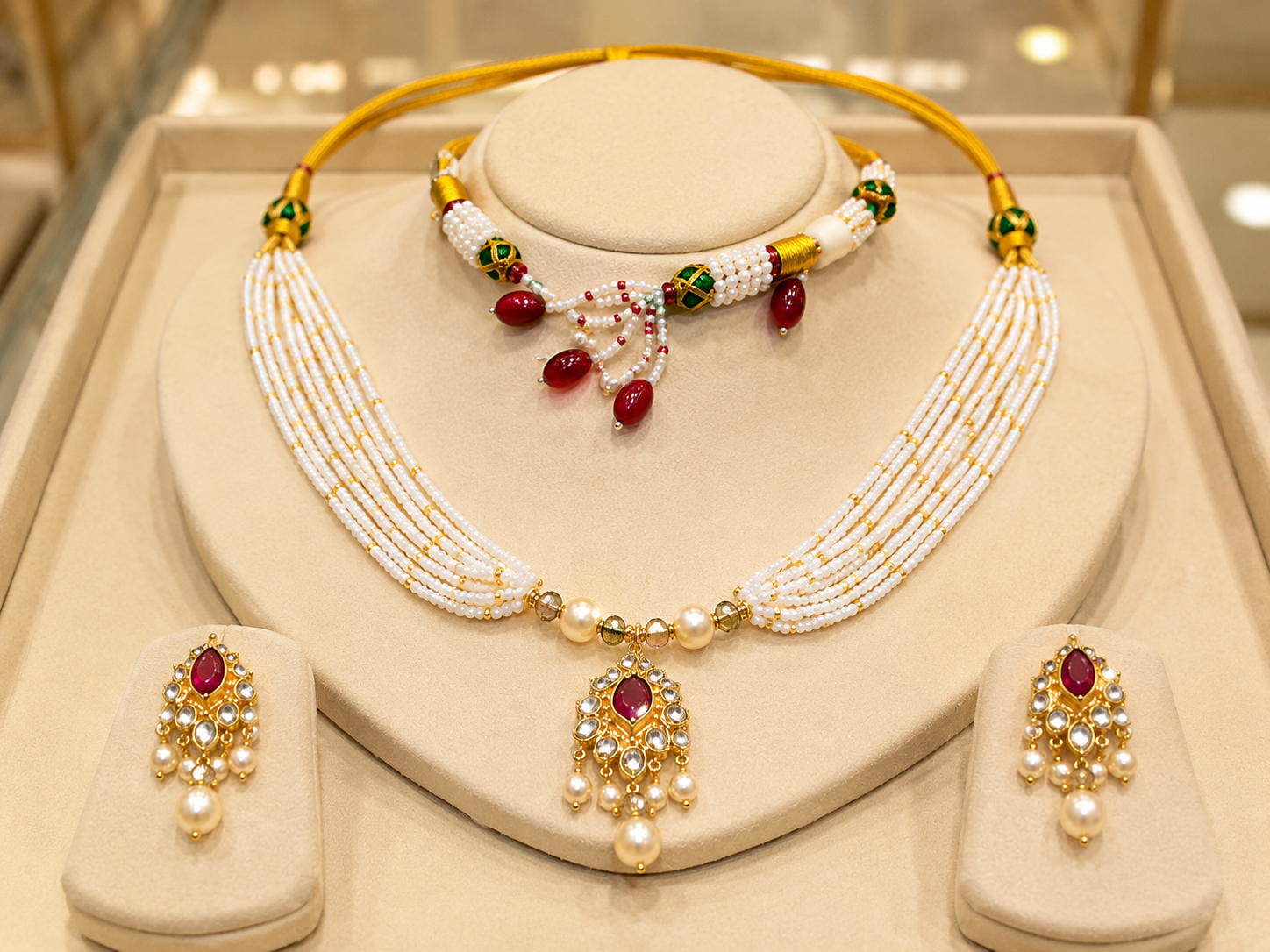 Pearl Choker Necklace Set