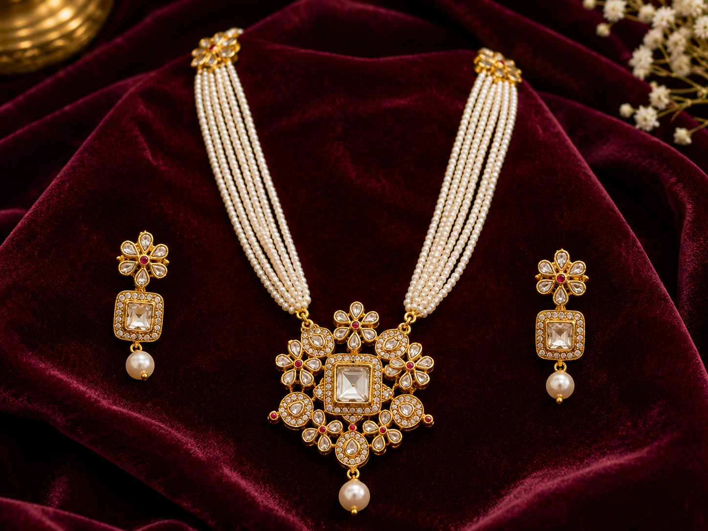 Royal Kundan Pearl Mala