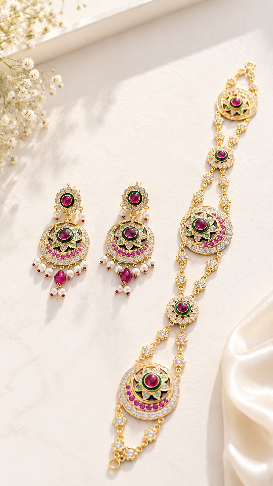 Polki Pearl Necklace Set