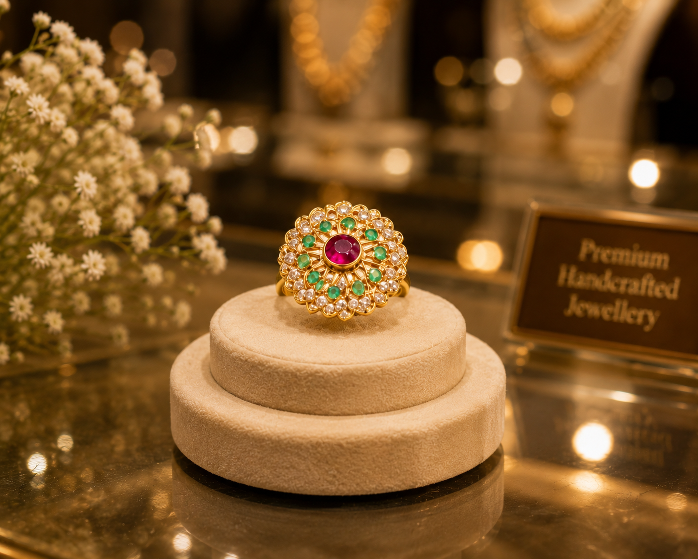 Empress Ruby Emerald Chakra Ring